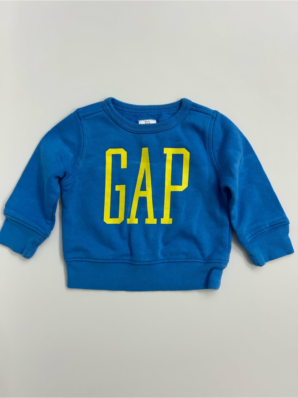 Baby Gap Blue Crewneck Sweatshirt - Yellow Logo Size 12-18 Months